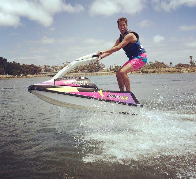 Throwin it back retro to the days of pink shorts and stand up jetskis 😎🌊 #tbt #superjet #summer #sandiego