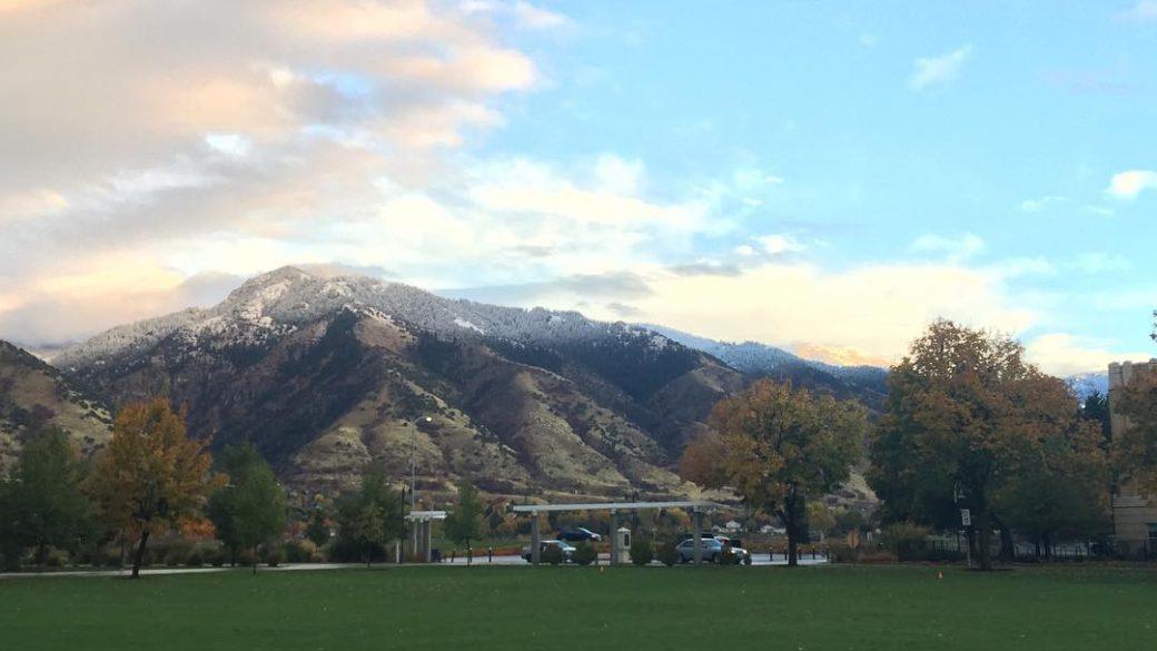 Snow tipped mountains on a beautiful sunny day